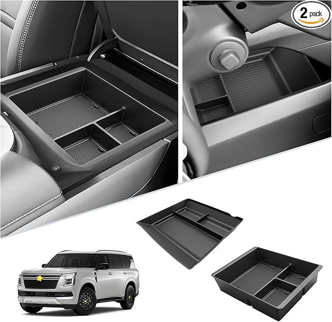 SKTU 2-Pack for 2025 2026 Nissan Armada Center Console Organizer for 2025 2026 Nissan Armada Console Tray 2025 2026 Armada Under Console Tray Nissan Armada 2025 2026 Accessories ABS Insert Organizer