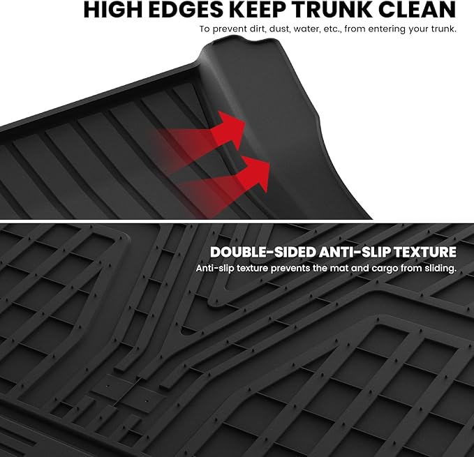 LASFIT Trunk Mat Trunk Liner for Tesla Model 3 Highland 2025 2024, All Weather TPE Custom Fit Cargo Mat Cargo Liner Interiror Accessories, Black