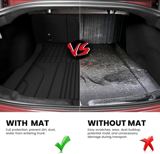 LASFIT Trunk Mat Trunk Liner for Tesla Model 3 Highland 2025 2024, All Weather TPE Custom Fit Cargo Mat Cargo Liner Interiror Accessories, Black