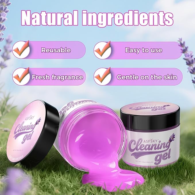 ASFSKY Car Cleaning Gel (Purple,Lavender) Cleaning Putty Universal Dust Cleaning Car Interior Cleaner Keyboard Dust Remover Car Slime Gifts for Men Women Girl（1 Pack）