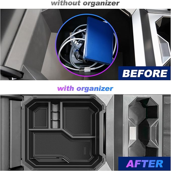 SXCY [2 PCS for 2024 Tesla Cybertruck Center Console Organizer for 2024 Cybertruck Accessories Armrest Console Tray for 2024 Cybertruck Console Organizer