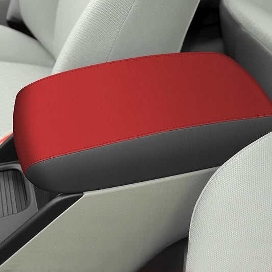 AOMSAZTO Console Covers for 2008-2013 Toyota Highlander Armrest Covers for Toyota Highlander Black with Red Leather