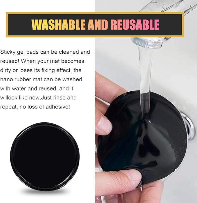 5 PCS Car Dashboard Sticky Non Slip Pad, Removable Anti-slip Mat for Smartphones GPS Keys Glasses, Waterproof & Heat-resistant Gel Pad, Universal for Most Cars, Trucks, SUVs (Black)