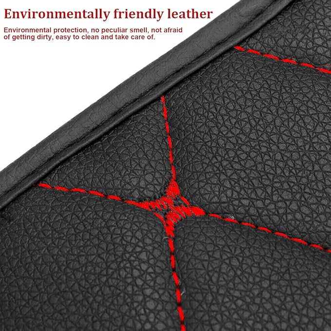 Auto Center Console Pad, PU Leather Car Center Console Box Cushion, Non Slip Soft Armrest Seat Box Cover, Waterproof Vehicle Armrest Protector for SUV, Truck, Car (Rhombic Lattice Black/Red)