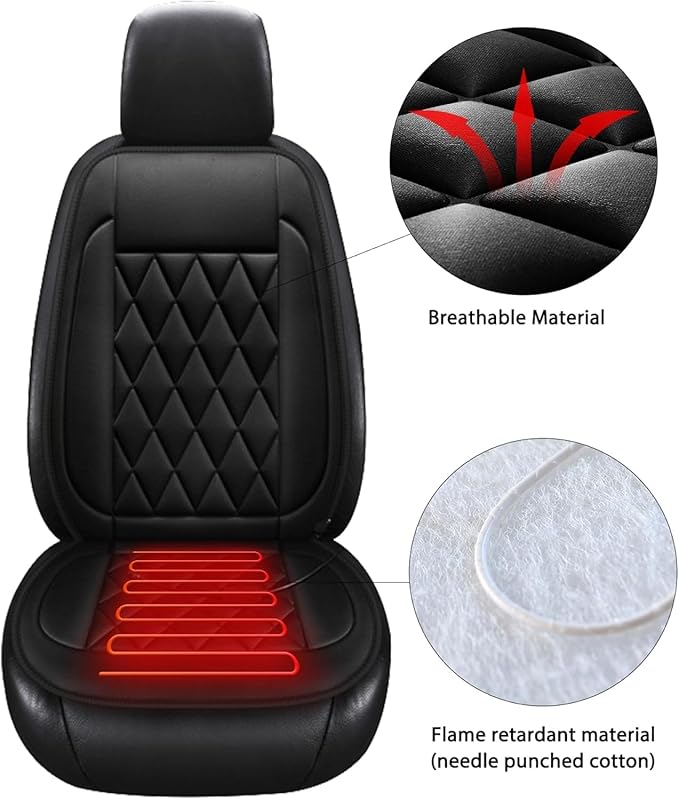 Universal Seat Cushion, Comfortable Large Heated Seat Cover，Non-Slip Breathable Unique Back Rest Black 2Pcs