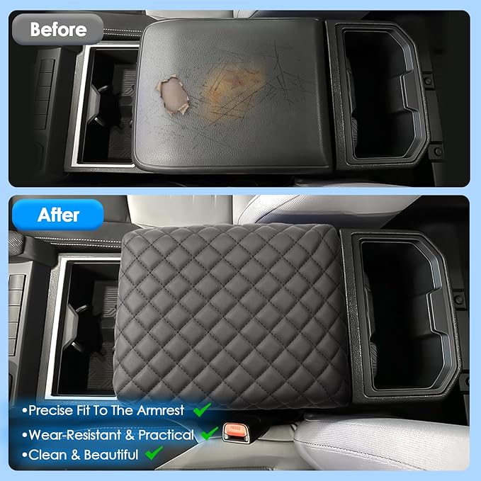 2024 2025 2026 Tacoma Center Console Cover for ToyotaTacoma (SR/SR5/TRD PreRunner/TRD Sport/TRD Off-Road/Limited/Trailhunter), Cushion&Comfy Leather Armrest Cover 2026 2025 Tacoma Accessories