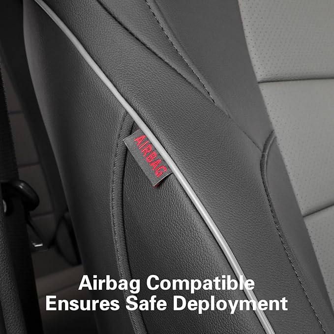 EKR Custom Fit Tacoma Car Seat Covers for Select Toyota Tacoma (Petrol) 2024 2025 2026 Double cab SR,SR5,TRD Sport,TRD Off-Road,Limited -Full Set,Leather(Black/Gray)