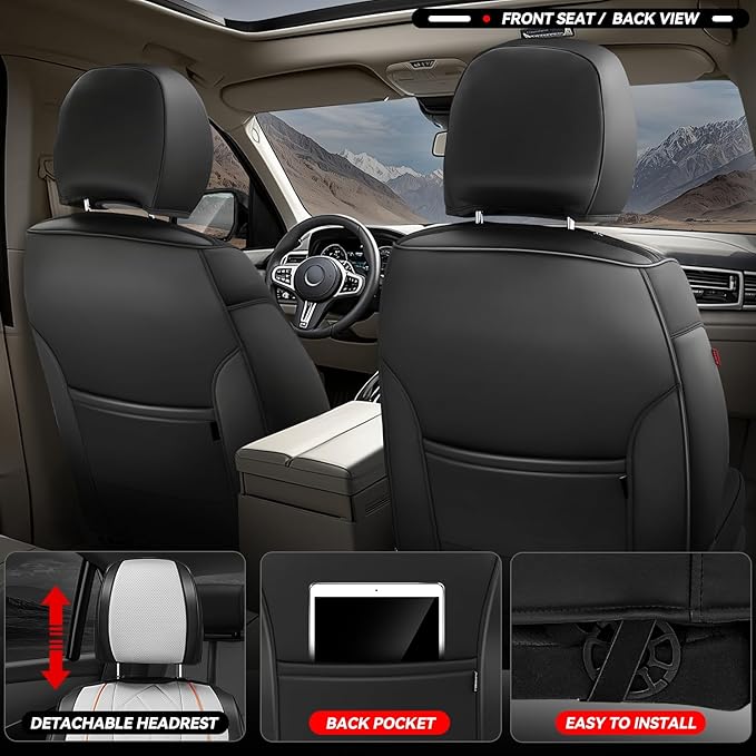 Auto Dynasty Car Seat Covers Front Set, Anti-Slip Automotive Interior Covers with Storage Pocket, Breathable Car Seat Protectors, Airbag Compatible, Universal Fit Most Vehicles, Gray (Touring Series)