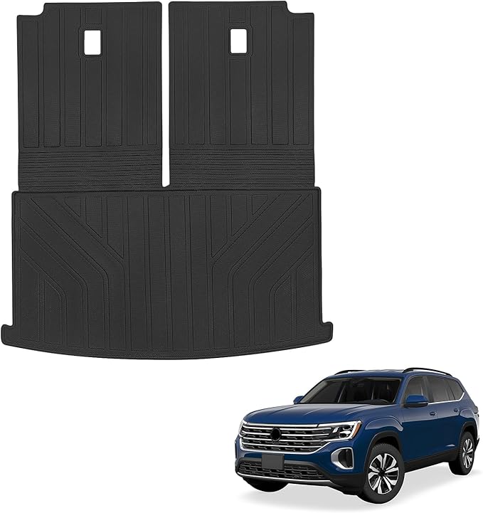 Sze Cargo Mat with Backrest Mats for Volkswagen VW Atlas 2018-2024 2025 (Not for Cross Sport) Trunk Mat TPE Seats Back Mat All Weather Cargo Liner VW Atlas Accessories (Cargo Mat+Backrest Mat)