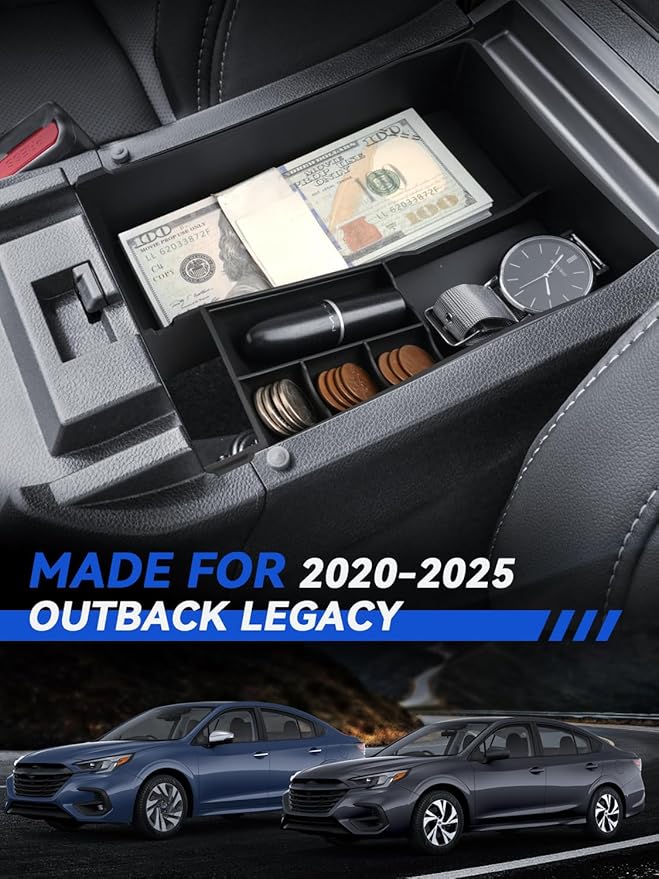 for 2025 Outback Center Console Organizer Subaru Outback Legacy 2020-2022 2023 2024 2025 Accessories Armrest Tray Middle Storage Box Insert Container Durable ABS Plastic-Upper Box