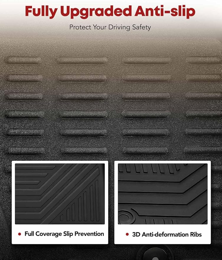 YHTAUTO Floor Mats Compatible with 2011-2023 Chrysler 300 AWD, 2011-2022 Dodge Charger, All Weather Custom Fit TPE Floor Liners Front & 2nd Row, Black, Set of 4