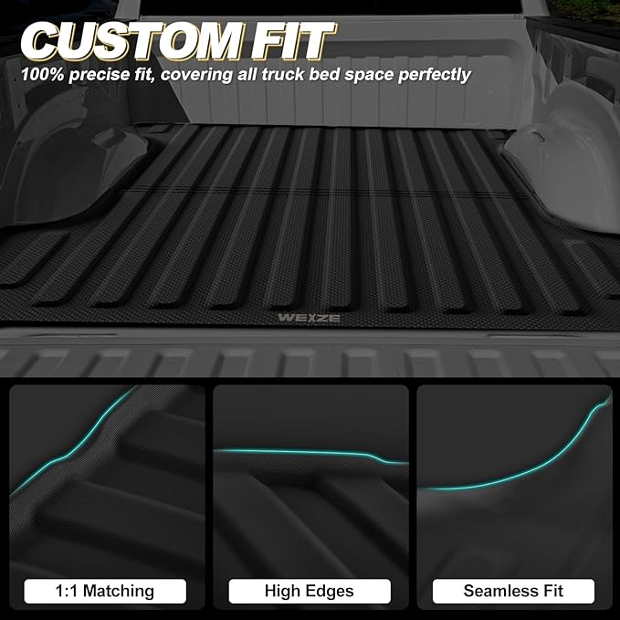 WEIZE Truck Bed Mat for Ram1500/Ram 1500 Classic 2019-2025 2026 5.7ft (5'8.4",67.4in), All Weather Protection TPE Truck Bed Liner Durable Easy Clean Black