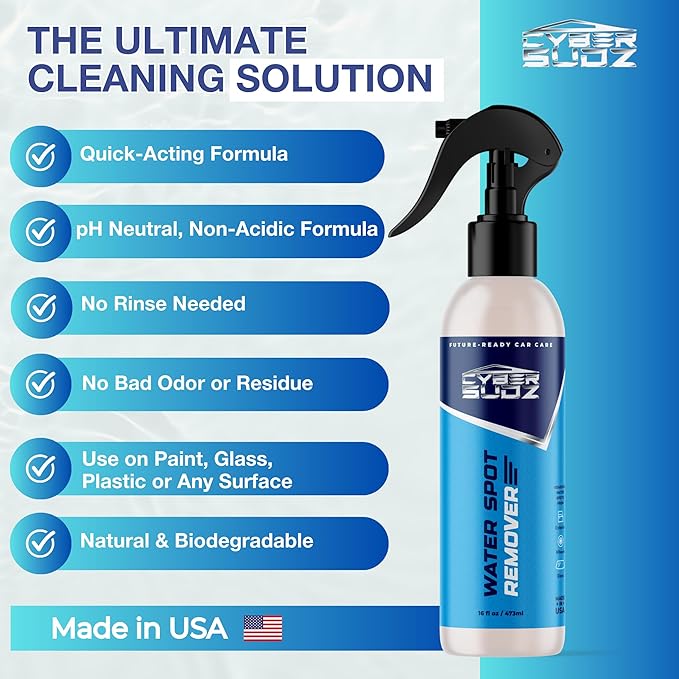 Water Spot Remover For Cars - Water Stain Remover for Glass, Metals, Plastic & Paint - Natural Ingredients Safe for Cars, Home, Truck, Motorcycles & Boats, Made in USA, 16 fl. oz.