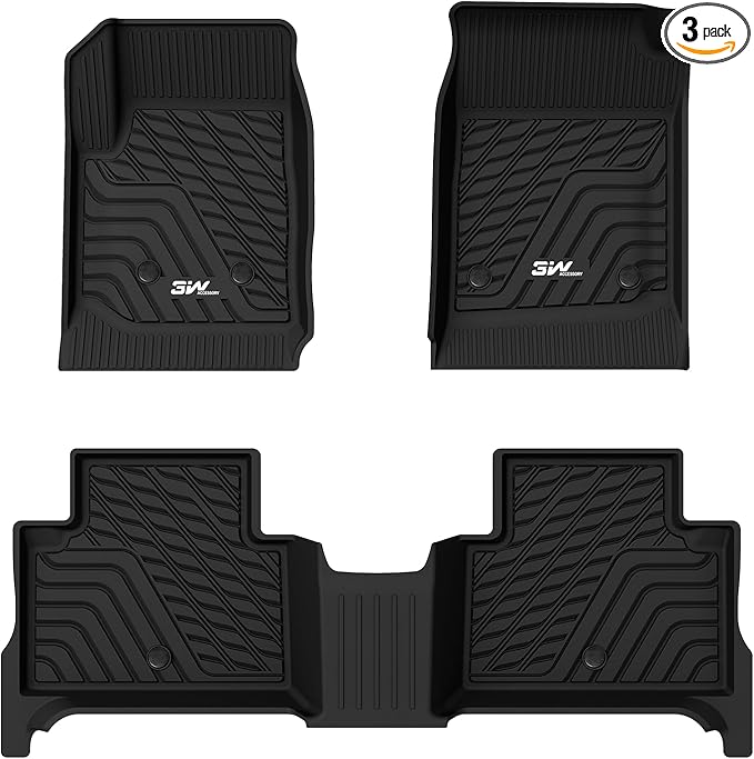 3W Floor Mats Fit for 2015-2022 Chevy Colorado Crew Cab/GMC Canyon Crew Cab, Full TPE All Weather Chevy Colorado Car Mats 1st & 2nd Row Custom Fit Accessories for Chevrolet/GMC, Black
