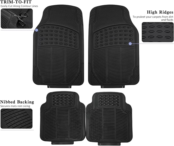 Waterproof Car Mats Full Set, 4-Piece All Weather Floor Mats for Sedan Truck SUV, Durable Heavy Duty Automotive Floor Liners, Ideal for Protecting Your Vehicle Interior from Dirt and Moisture