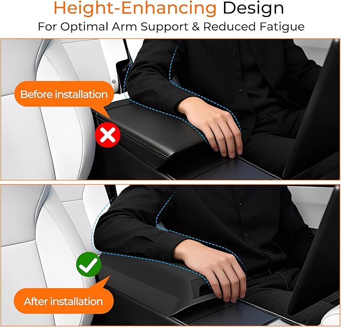 Armrest Box Pad,Center Console Organizer Armrest Box Padwith a Hidden Storage Box Raised Storage Box for Tesla Model Y / 3