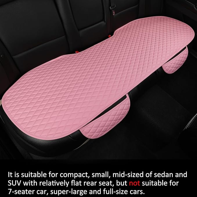 West Llama Pu Leather Car Seat Bottom Covers Protectors Include 1 Pair Front Driver Seat Pad Mat and 1 Rear Bench Cover Universal Fit 90% Vehicles,Pink