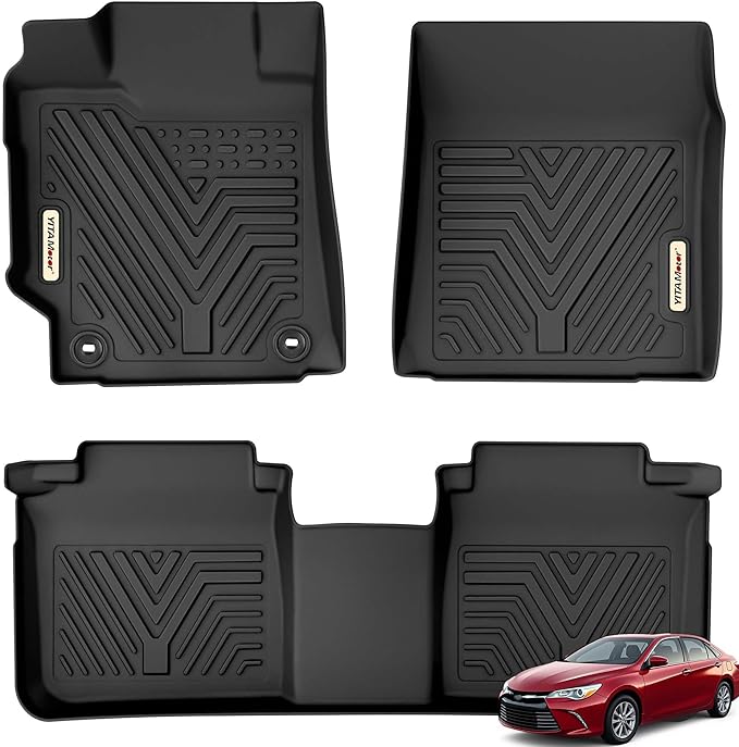 YITAMOTOR Floor Mats Compatible with 2015-2017 Toyota Camry (No Camry Hybrid Models), FWD Models Only, Custom Fit 1st & 2nd Floor Liner Set Black
