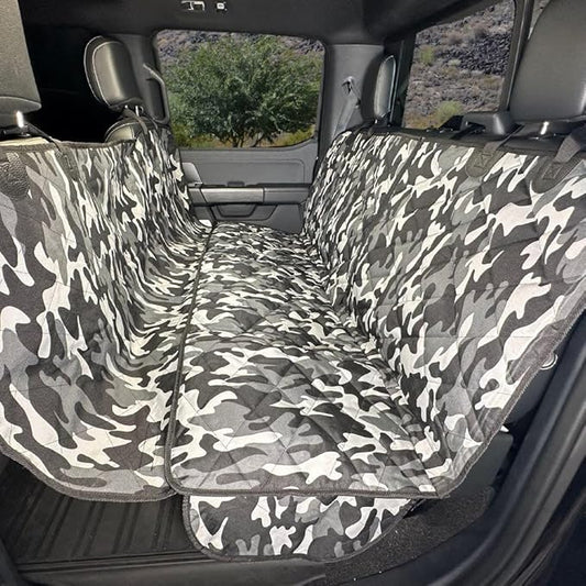 4Knines Dog Hammock for Full Size Trucks & Large SUVs (XL, Camo) – Bench Seat Covers for Trucks with 60/40 Split Seats - Armrest & Seatbelt Access – Waterproof, Easy Install, Machine Washable