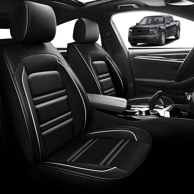 Seat Cover for Ford Maverick 2022-2025 | Car Seat Covers Front Seats, Waterproof Seat Protectors, Automotive Front Seat Covers (Front Seat, Black&White Line)