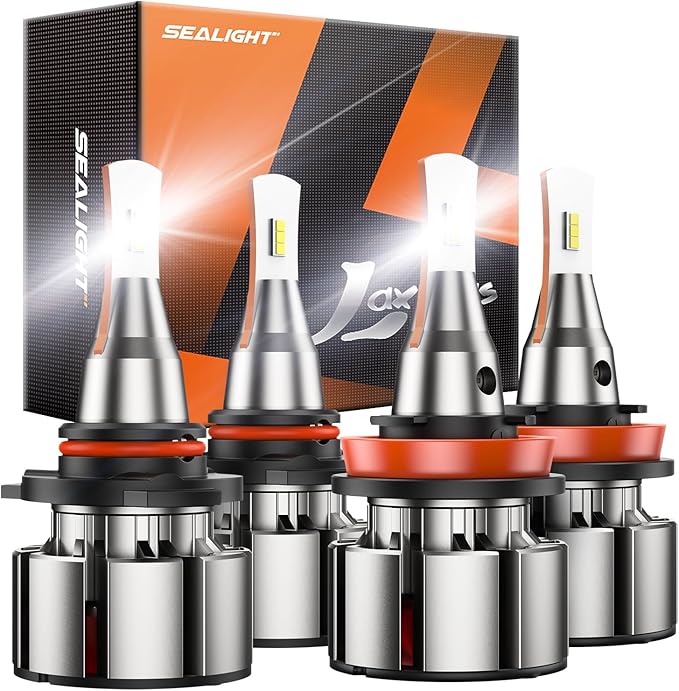 SEALIGHT 9005 H11 LED Bulbs, 800% Super Bright H9/H8/H11 HB3/9005 Driving Lights with Cooling Fan, 5 Min Plug-N-Play, Pack of 4