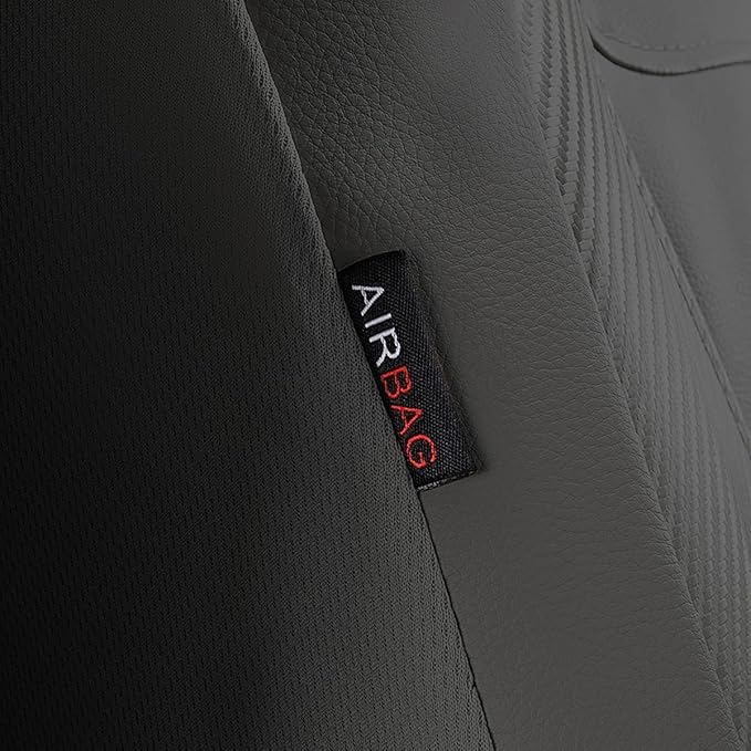 Flying Banner car seat Covers Protects Water Proof Faux Leather Carbon Fiber Fronts Gray Gray