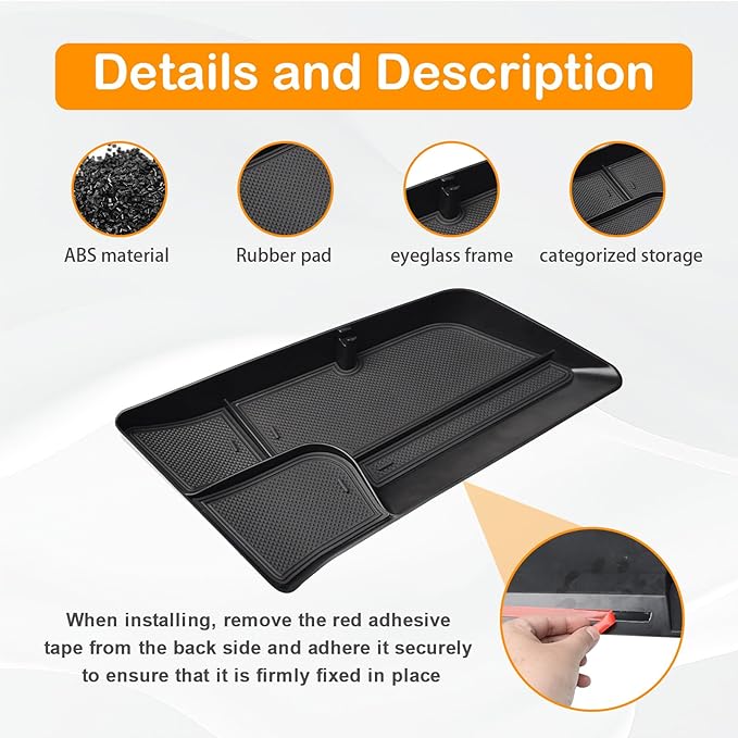 TACOBRO Interior Dashboard Storage Compatible with Volkswagen Taos 2022 2023 2024 Accessories, Taos Dash Mounted Organizer Tissue Holder Tray Box ABS Black