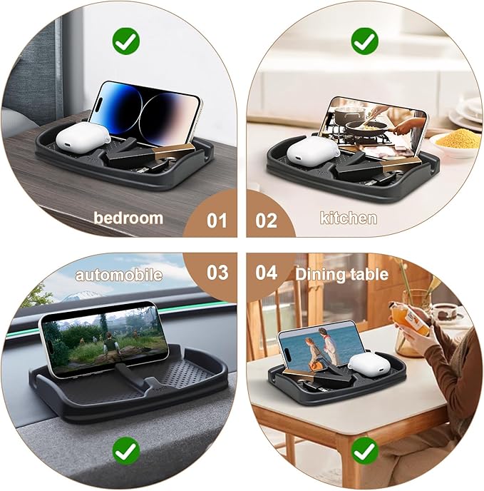 ThinSGO Anti-Slip Car Dash Grip Pad for Cell Phone, Keychains, Sun Glasses,Stand for Navigation Cell Phone (Black)