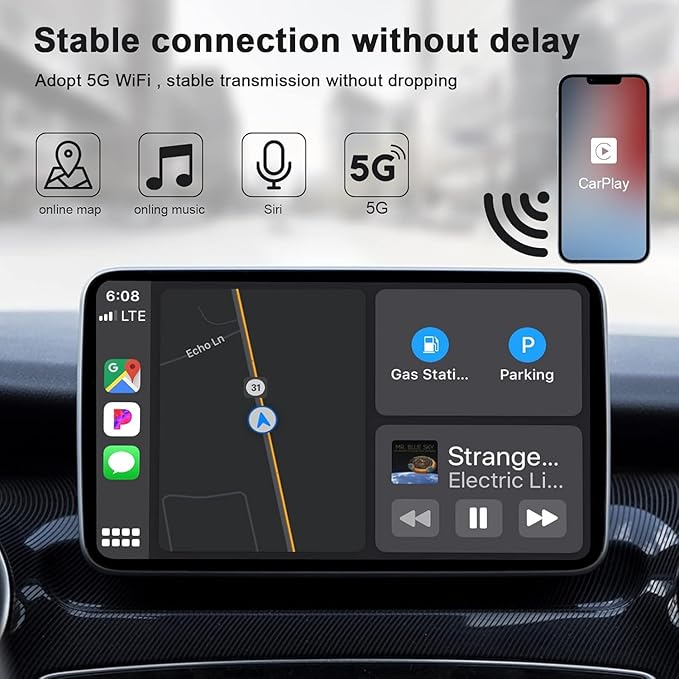 Wireless CarPlay Adapter, Converts Wired to Carplay Wireless Adapter for iPhone, Plug and Play-Seamless Fast Response Stable Bluetooth Connection CarPlay for Apple iPhone iOS 10+ and Cars (Black)
