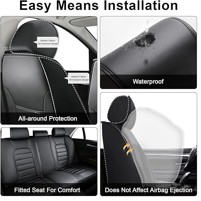 5 Seat Covers for Toyota RAV4 2000-2026 Breathable Car Seat Covers,Anti-Slip Waterproof Car Seat Protectors with Airbag,Automotive Vehicle Cushion with Storage Pockets (Standard,Redline)