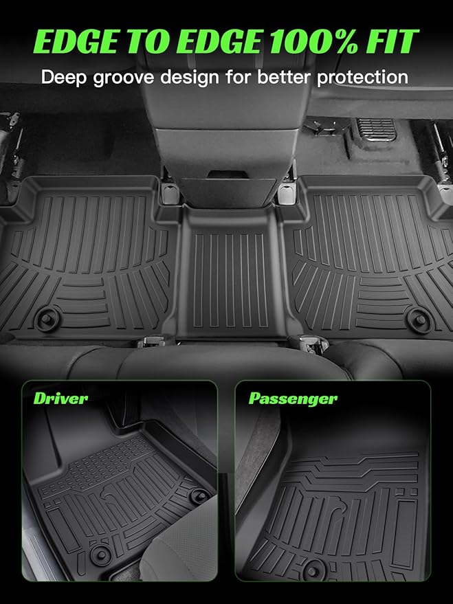 TPE All-Weather Floor Mats for Santa Fe 2024 2025 (Not for Hybrid)| Custom Fit Heavy Duty Truck Floor Liners | Front & Rear Row Protection | Durable, Odorless (4-Piece Set, Black)