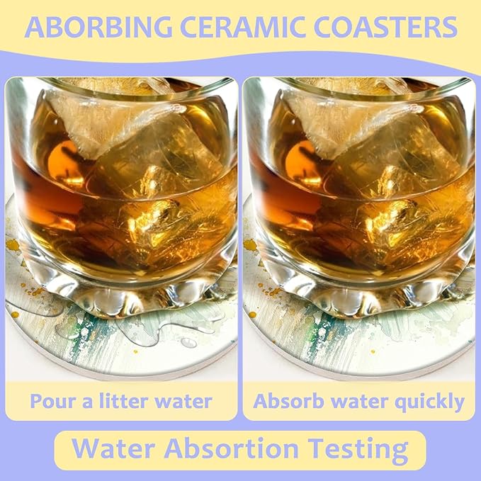 2 Pack Car Cup Holder Coaster-Watercolor Daisy Floral Absorbent Ceramic Coaster, Car Coasters for Cup Holders,Auto Accessories for Women & Men