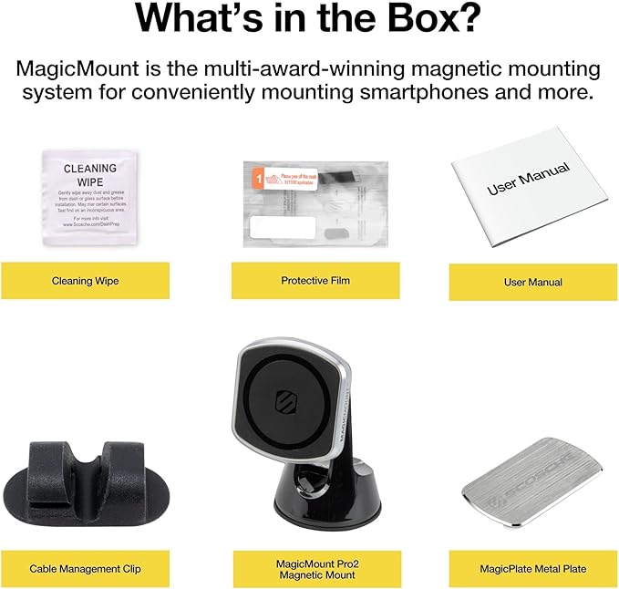 Scosche MP2WD-XTSP MagicMount Pro2 Magnetic Car Phone Holder - Ultimate Magnetic Car Mount for Windshield or Dashboard with Suction Cup - Compatible with MagSafe, iPhones, Galaxy, Pixel & Smartphones