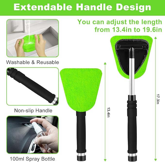 Viewsun Green Windshield Cleaner Tool, 17Pcs Car Interior Cleaning Kit, Detailing Kit Interior Cleaner, Car Detailing Brushes, Cleaning Gel, Inside Cleaning Accessories for Trucks, SUVs, RVs Window