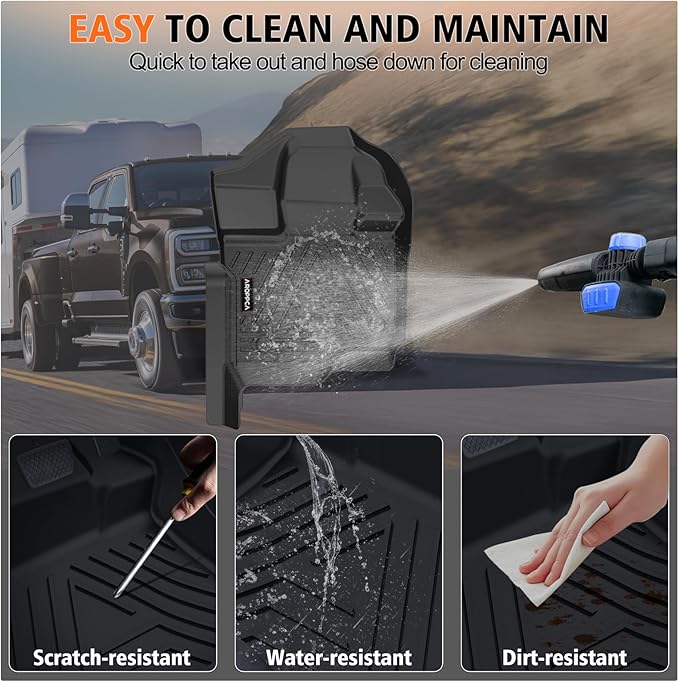 All Weather Floor Mats for 2017-2026 Ford F250/F350/F450 SuperCrew Cab with Rear Under Seat Storage, TPE Rubber Floor Liners Anti-Slip Full Set Automotive Mats for 2024 2025 F250/F350/F450 Accessories