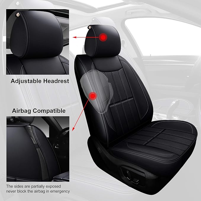 AOOG Leather Car Seat Covers for Cars SUV Pick-up Truck, Universal Front Pair