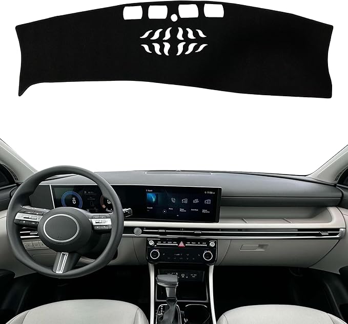 Non-Slip Dash Cover Dashboard Cover Mat Custom Fit Center Console Cover Sunshield Protector Pad Compatible with for Hyundai Tucson 2025 Accessories Pad (Without HUD) (Black Trim)