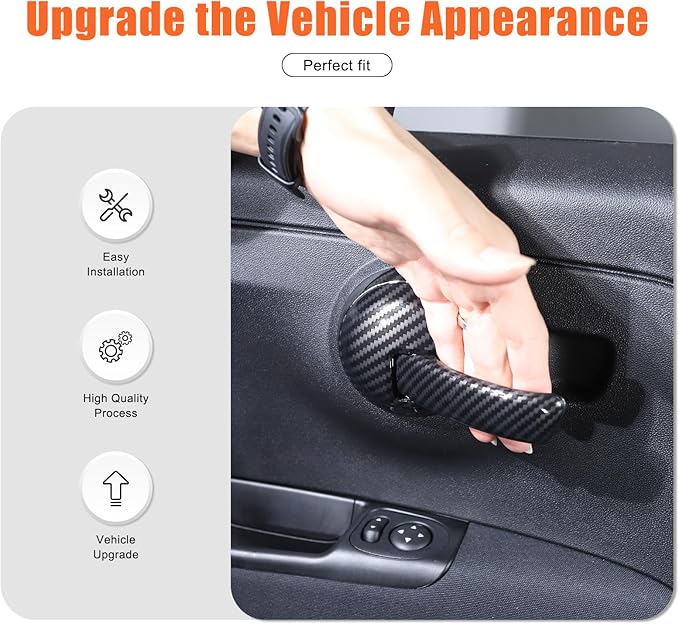 4PCS Inner Door Handles Cover Trim Compatible with Fiat 500/500 Abarth 2010-2024 Car Inner Door Handles Cover Protector Trim ABS Interior Decorative Cover Trim Sticker (Carbon Fiber Pattern)