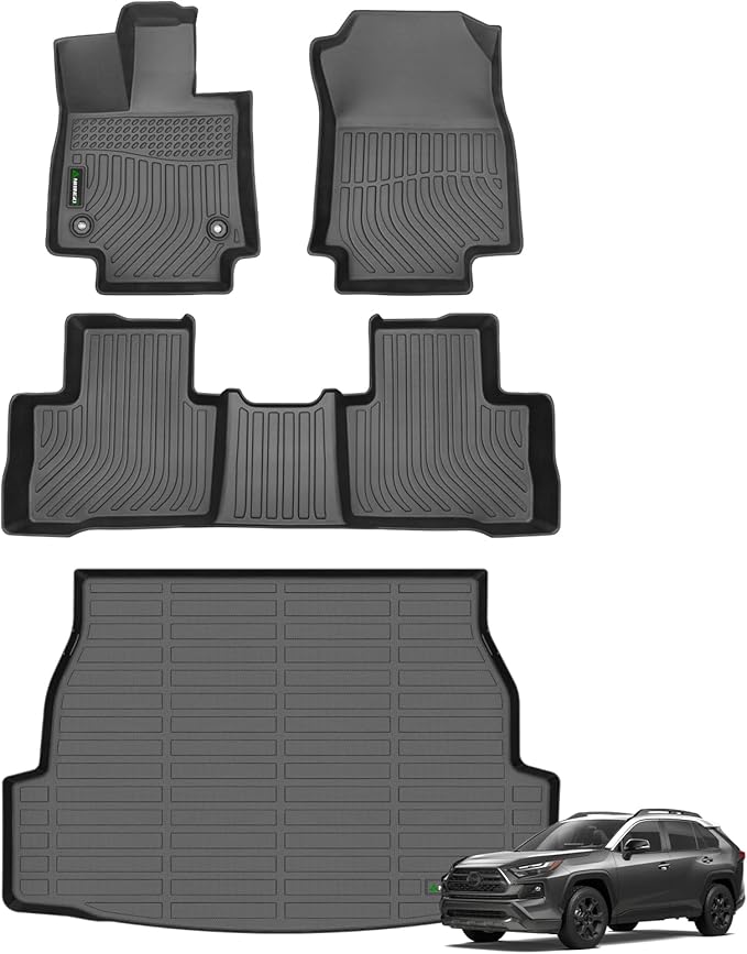 ANBINGO®Fit for Toyota RAV4 (Only Hybrid) Floor Mats 2019-2025 Mat for RAV4 Hybrid Car Mats All Weather Mats for RAV4 TPE Car Mat Rugs for Toyota Hybrid Rubber Trunk Carpet