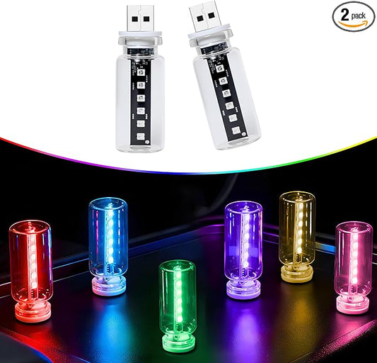 13-in-1 Car USB Night Light - Touch Dimmable LED Filament Lamp with 13 Modes & 7 Colors, USB Interior Lights for Car, Truck, Party, Camping, Holiday, Bedroom, Desktop（2Pcs）