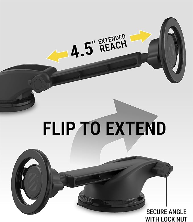 Scosche MagicMount SMSWDEX MagSafe Car Mount, Magnetic Phone Holder for Car Windshield/Dashboard, Suction Cup Phone Mount Compatible with iPhone 16 15 14 13 12 Pro Max Plus Mini Mag Safe Accessories