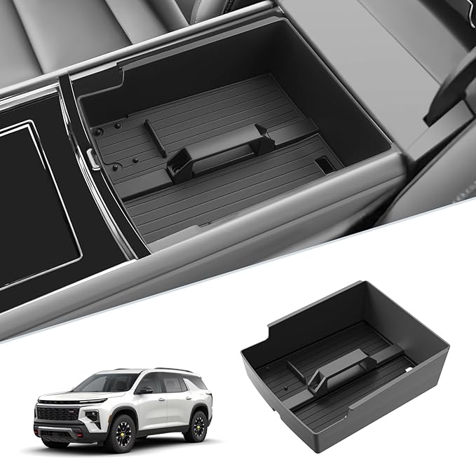 SKTU for 2024 2025 2026 Chevy Traverse Center Console Organizer 2024 2025 2026 Traverse (LS/LT/Z71/High Country/RS) Console Tray 2024 2025 2026 Chevy Traverse Accessories with Sunglasses Holder