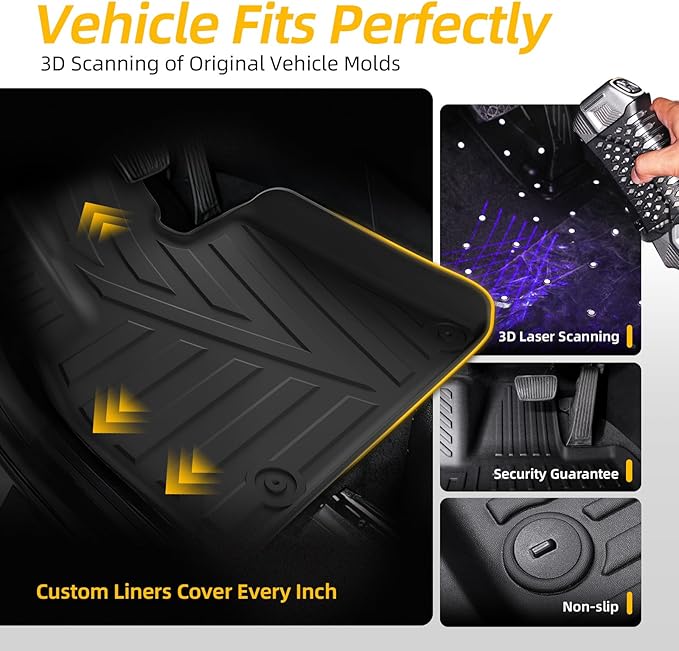 Floor Mats & Cargo Liner for Kia Telluride 2020–2024 2025 (7 & 8 Seat), All Weather Protection, Heavy Duty Floor Mats, Waterproof Car Mats, TPE, Custom Fit, Anti-Slip Car Accessories, Full Set, Black