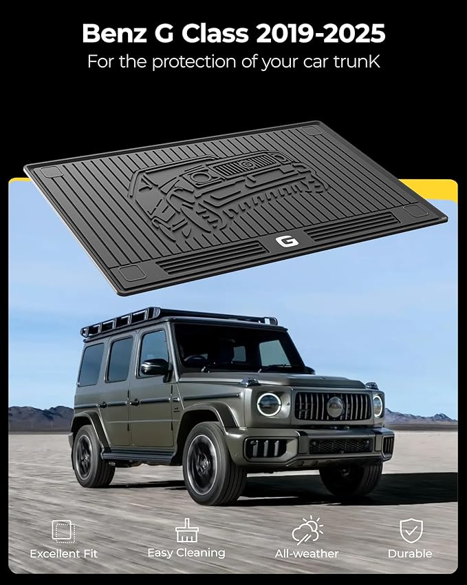 3W Cargo Liner Fit for 2019-2024 2025 Mercedes-Benz G Class G500/G550/G580/AMG G63 SUV TPE All Weather Custom Fit Trunk Mat, Black