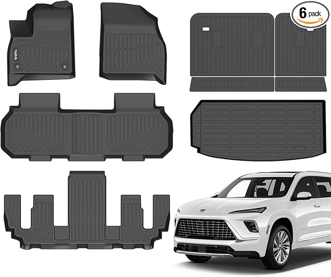 Wailtnb- Car Floor Mat for Buick Enclave 2025 2026/Acadia & Acadia Denali 2024-2026/Chevy Traverse 2024-2026 (Only Bucket Seat 7 Seats) for Enclave Accessories (Floor mats&Cargo mat&3rd Backrest mat)