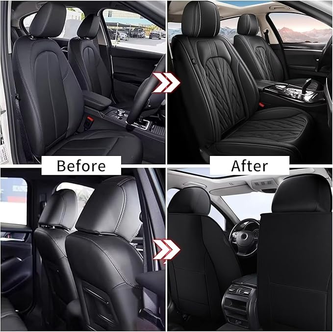 TTX LIGHTING Seat Covers Fit for Ford Expedition 2011-2026 Front Seat Covers Faux Leather Car Seat Covers Breathable Waterproof Car Seat Protector (2 Seats, Black)