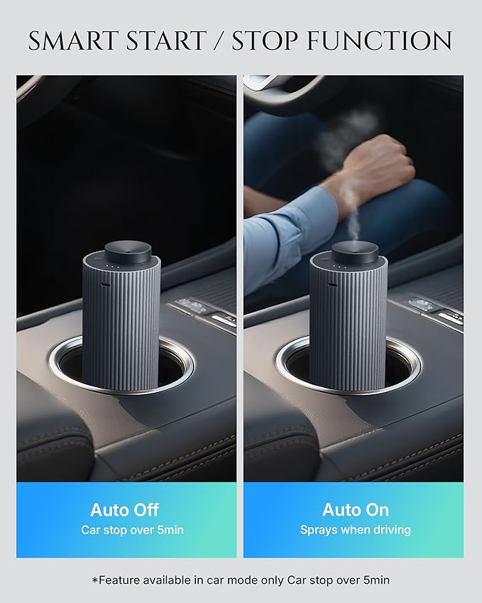 AROMADD 2026 Upgraded Smart Scent Air Machine, 20ml Capacity Up to 600 Sq Ft Waterless Essential Oil Diffuser, Battery Operated Portable Cold Air Diffuser for Home Car Office, Titanium Gray