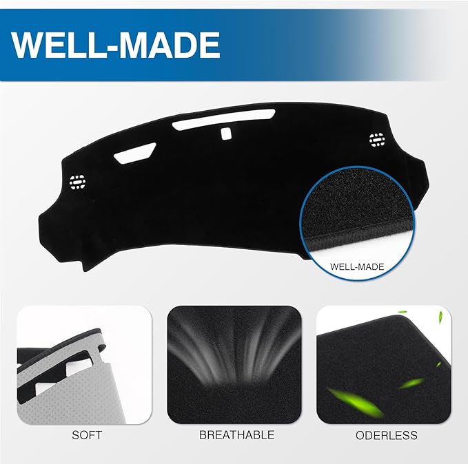 KUST Car Dash Cover for Chevy Equinox EV 2025-2026 (with HUD) Polyester Dashboard Cover Left Hand Drving Dash Carpet Non-Slip Dash Protector Interior Accessories for Equinox Custom Fit Dash Mat Black