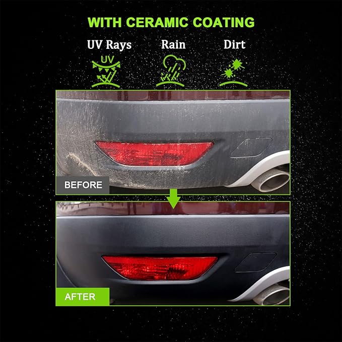FOLLOWIN Plastic Restorer for Cars, Plastic Coating Exterior Black Trim Restorer, Ceramic Coating, Resists Water, Dirt, Not Dressing, Highly Concentrated, 60ml