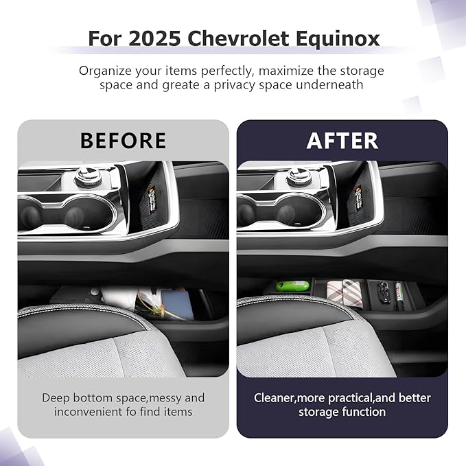 LUWU for 2025 Chevrolet Equinox Center Console Organizer Equinox Armrest Storage Armrest Organizer Insert Tray 2025 Equinox Lower Console Organizer Storage Tray 2025 Chevy Equinox Accessories